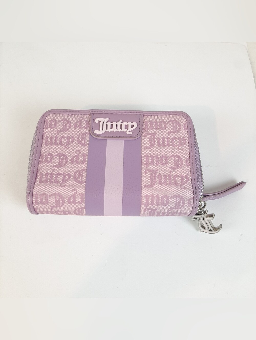 🔥Juicy Couture Heritage Collection Double Zipper Purple Lavender ID Card Wallet